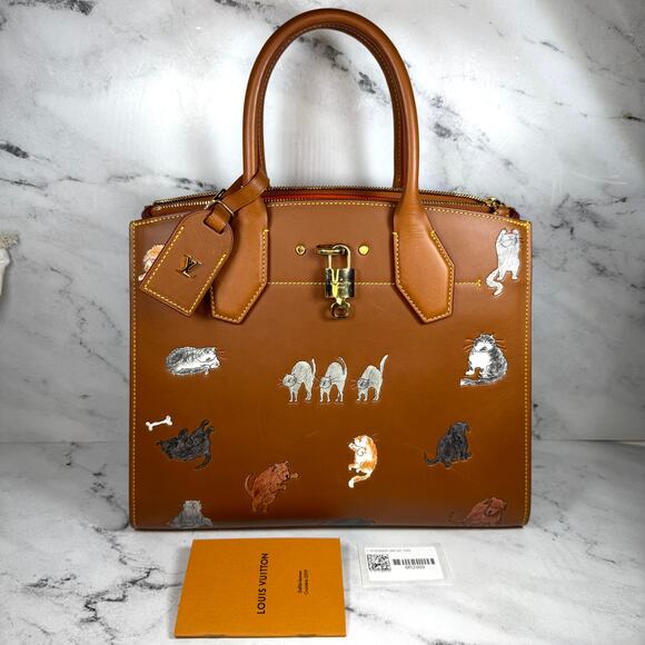 Louis Vuitton Catogram City Steamer bag MM cat tote Grace Coddington Rare L V - Picture 14 of 14